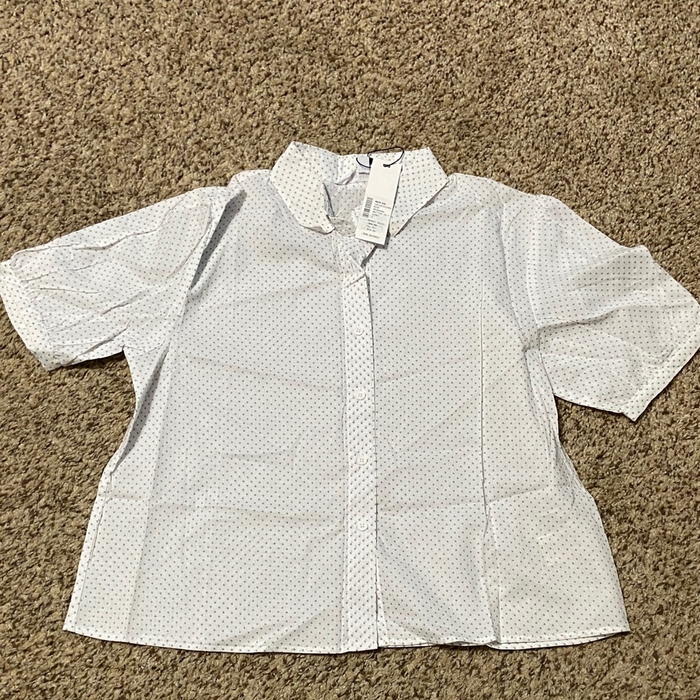 BB Dakota White Short Sleeve Star-Print Shirt